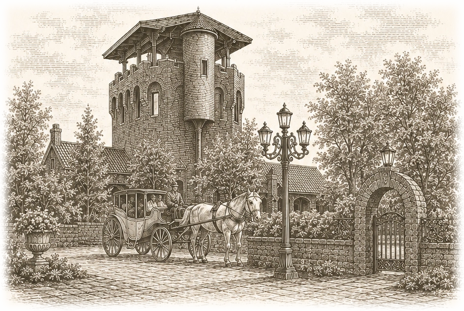 Castle illustration from Jerry and Betty's save-the-date